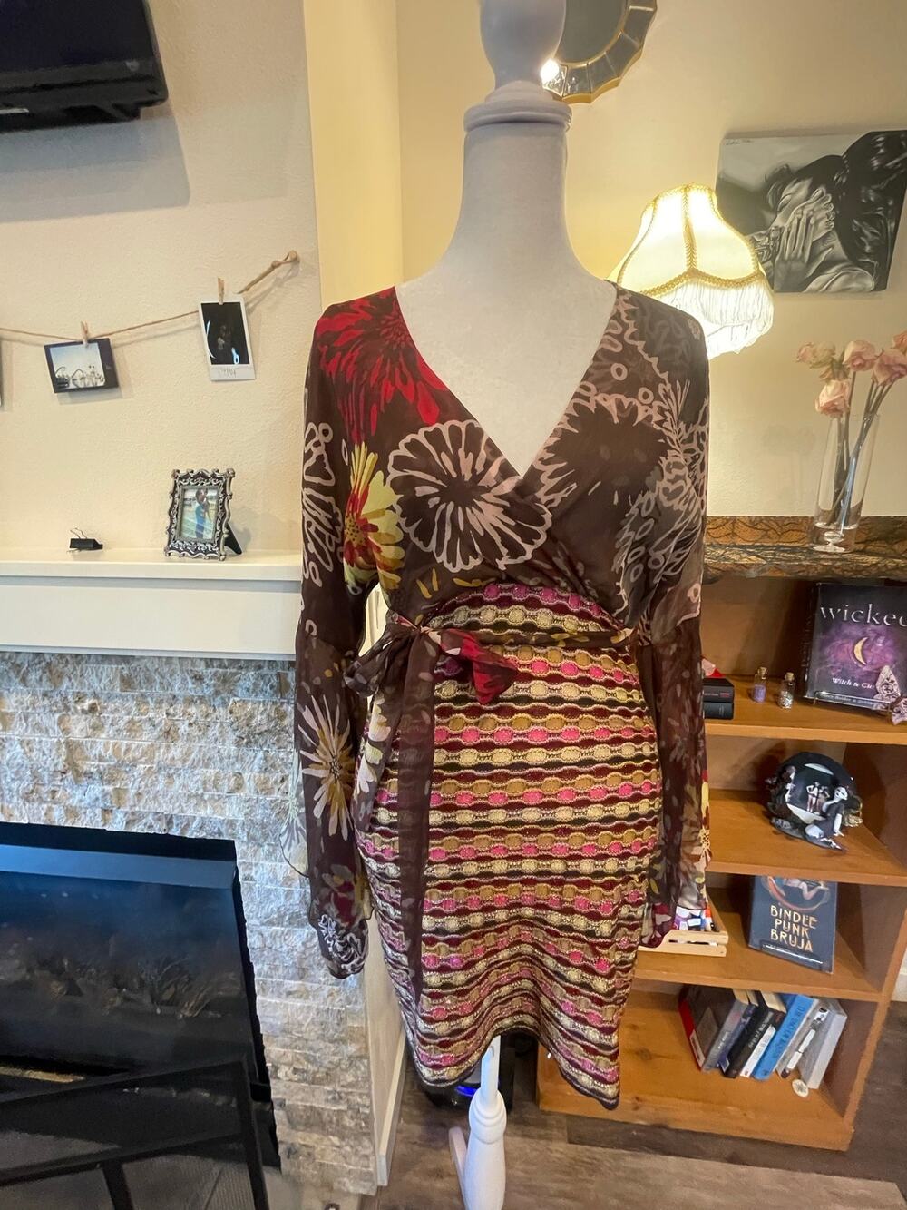 vintage missoni chevron and mesh bodycon dress